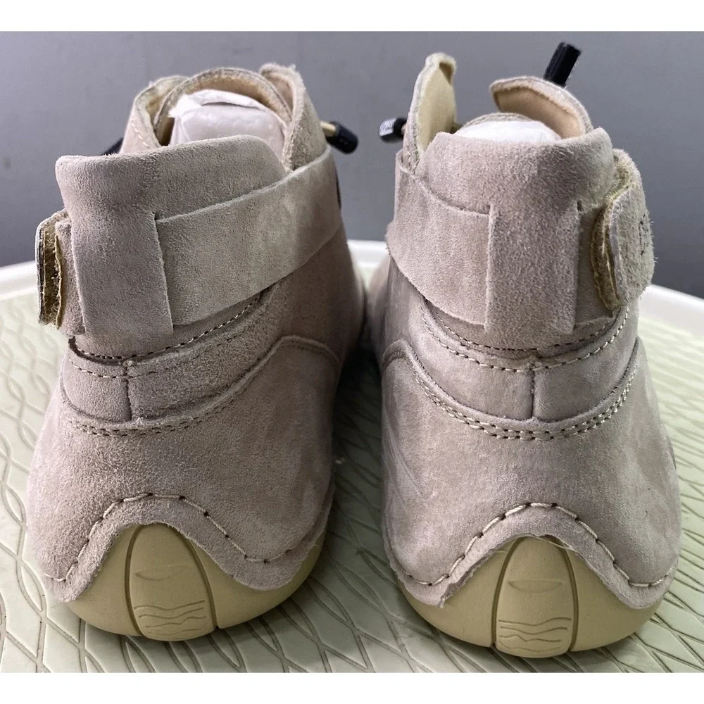 DBECK Men  Casual High Top Shoes Suede Hiking Lace-Up Boots‎ Beige US12/EU46 NEW